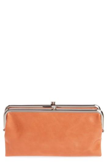 Women's Hobo 'lauren' Leather Double Frame Clutch - Orange
