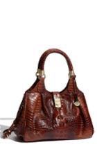 Brahmin 'elisa' Croc Embossed Leather Shoulder Bag - Brown