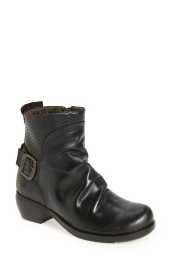 Women's Fly London 'melb' Slouchy Buckle Strap Bootie .5-6us / 36eu - Black