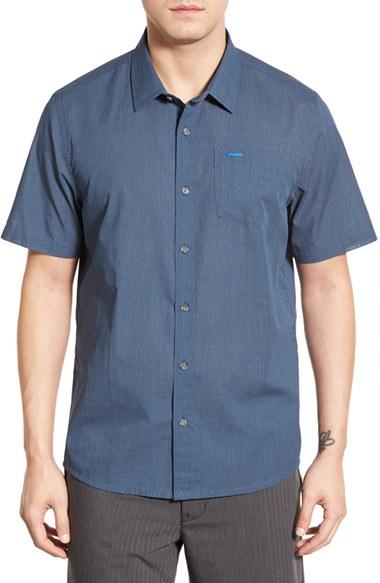 Men's Travis Mathew Stripe Cotton Jersey Sport Shirt - Blue