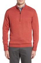 Men's Cutter & Buck Douglas Quarter Zip Wool Blend Sweater, Size - Red