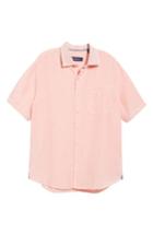 Men's Tommy Bahama Sand Standard Fit Check Linen Blend Sport Shirt, Size - Orange