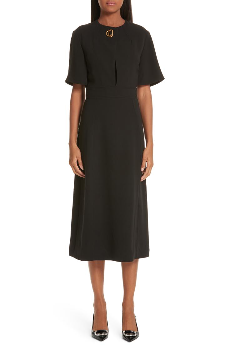 Women's Burberry Kaly D-ring Detail Silk & Wool Dress - Black