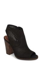 Women's Lucky Brand Lizara Perforated Block Heel Sandal .5 M - Black