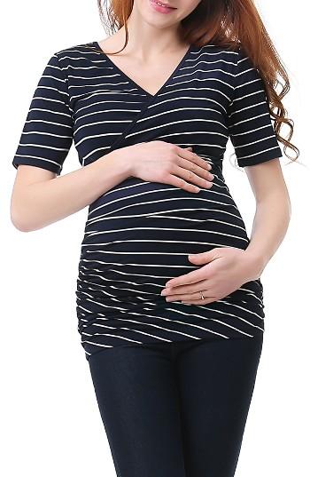 Women's Kimi And Kai Beverly Ruched Maternity/nursing Top - Blue