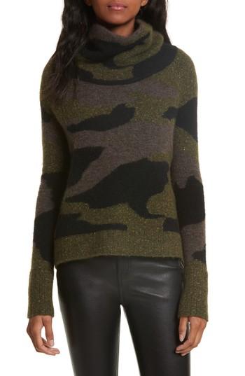 Women's Veronica Beard Davis Camo Print Turtleneck Sweater