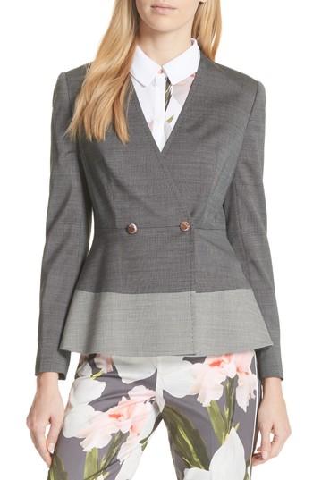 Women's Ted Baker London Peplum Hem Jacket - Grey