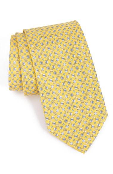 Men's Salvatore Ferragamo Geometric Silk Tie, Size - Yellow