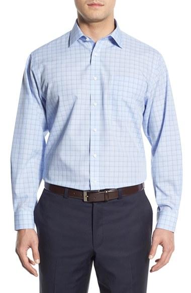 Men's Nordstrom Men's Shop Smartcare(tm) Classic Fit Check Dress Shirt .5 - 32 - Blue