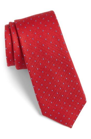 Men's Calibrate Dot Cotton & Silk Tie, Size - Red