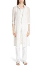 Women's Lafayette 148 New York Embroidered Hem Tunic, Size - White