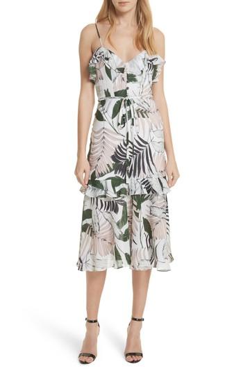 Women's Milly Petal Print Silk Midi Dress - White