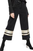 Women's Topshop Stripe Hem Crop Jeans X 30 - Black