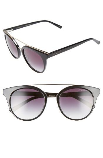 Women's Ted Baker London 51mm Gradient Lens Round Retro Sunglasses - Black