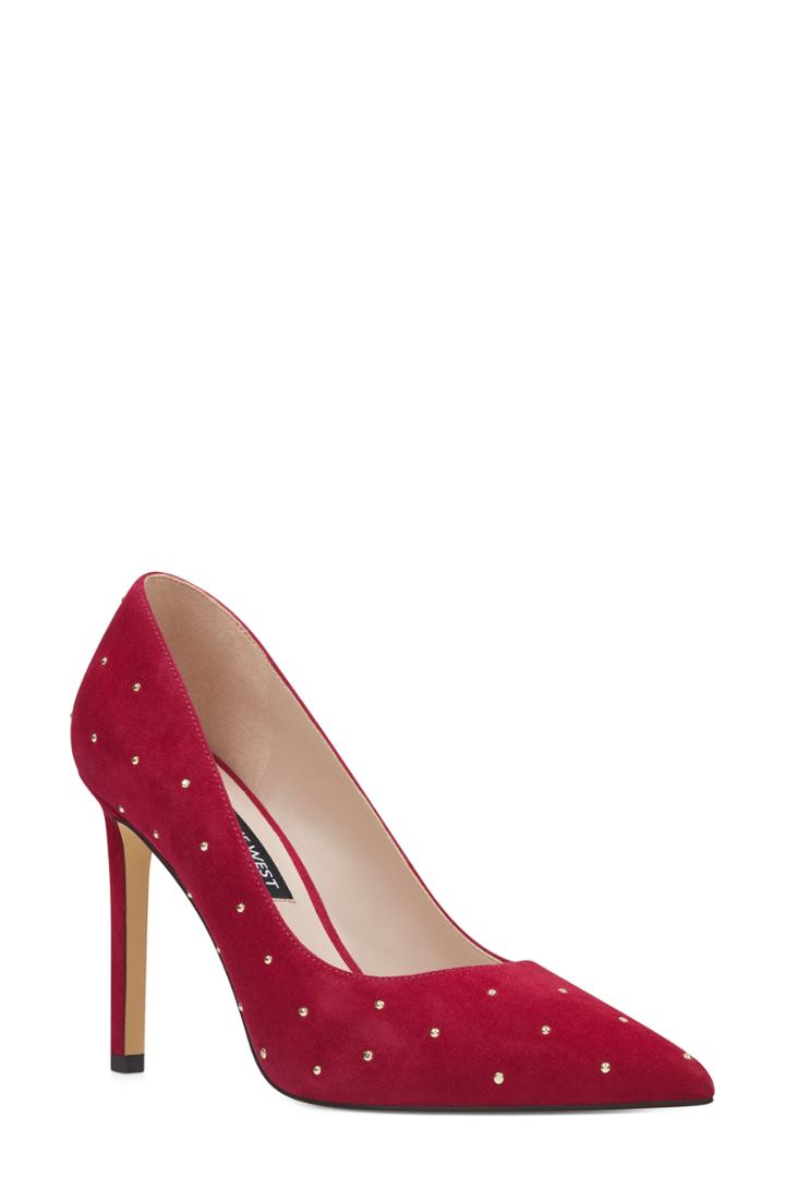 Women's Nine West Studded Tiger Shark Pump M - Red