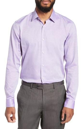 Men's Boss Slim Fit Isko Micro Pattern Dress Shirt - Red