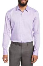 Men's Boss Slim Fit Isko Micro Pattern Dress Shirt - Red