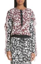 Women's Yigal Azrouel Floral Print Split Sleeve Blouse - Burgundy