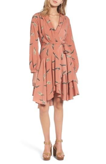 Women's Lost + Wander Amber Print Wrap Dress - Coral