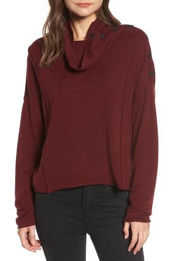 Women's Splendid Runyon Button Neck Sweater - Burgundy