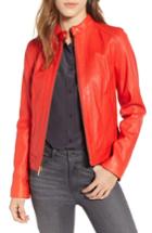 Women's Cole Haan Leather Moto Jacket - Red