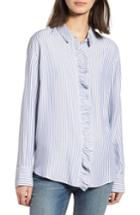 Women's Treasure & Bond Stripe Ruffle Shirt - White