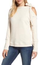 Women's Caslon Tie Cold Shoulder Sweatshirt - Beige
