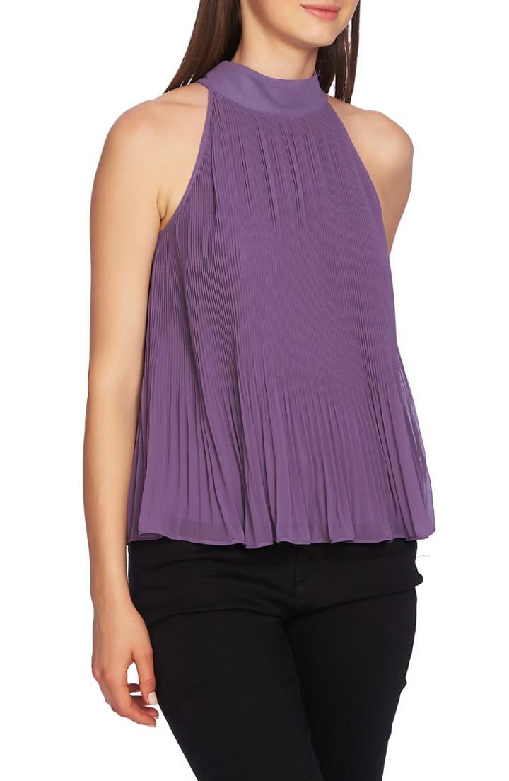 Women's 1.state Pleated Chiffon Halter Top - Purple