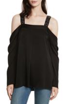 Women's Elizabeth And James Embellished Cold Shoulder Top - Black