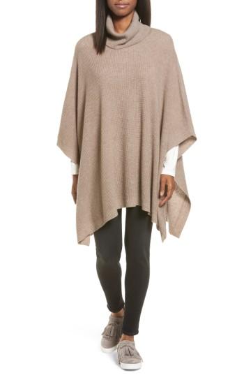 Petite Women's Halogen Wool & Cashmere Poncho, Size P - Brown