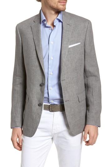 Men's Nordstrom Men's Shop Trim Fit Linen Blazer R - Grey
