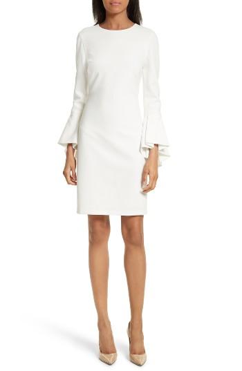 Women's Alice + Olivia Dora Bell Sleeve Shift Dress - White