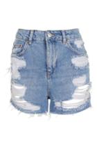 Women's Topshop Ripped Mom Shorts Us (fits Like 10-12) - Blue