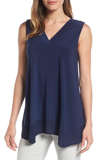 Women's Chaus Woven Hem A-line Top - Blue