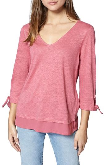 Women's Sanctuary Sylvie Tiered Hem Linen Tee - Coral