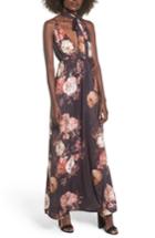Women's Tularosa Victorian Floral Tie Neck Maxi Dress - Black