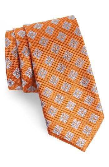 Men's Nordstrom Men's Shop Ethan Medallion Silk Tie, Size - Orange
