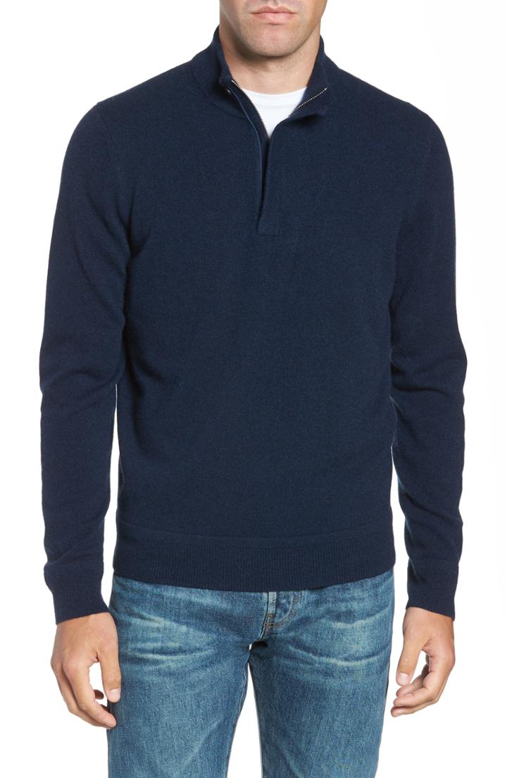 Men's Nordstrom Men's Shop Fit Quarter Zip Cashmere Sweater