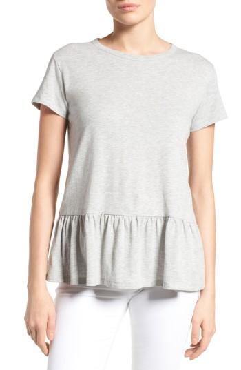 Petite Women's Caslon Peplum Tee P - Grey