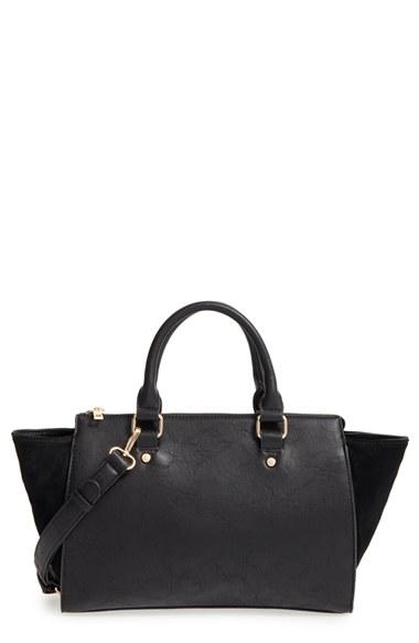 Sole Society 'bridgette' Winged Faux Leather & Faux Suede Satchel -