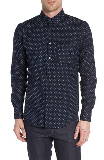 Men's Naked & Famous Denim Kimono Print Shirt - Blue