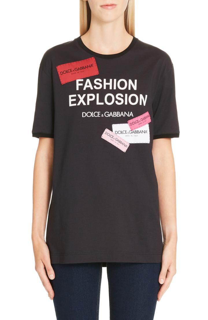 Women's Dolce & Gabbana Logo Patch Graphic Tee Us / 36 It - Black