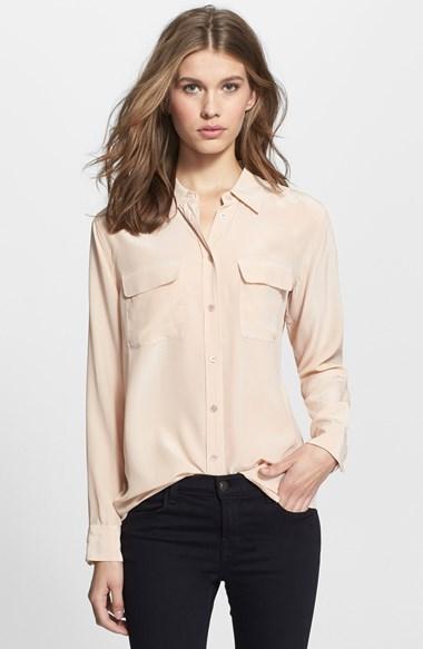 Equipment 'slim Signature' Silk Shirt Nude