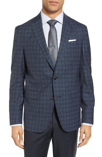 Men's Ted Baker London Trim Fit Check Wool Sport Coat L - Blue