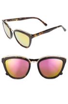 Women's Diff Rose 55mm Polarized Mirrored Sunglasses - Tortoise/ Grey
