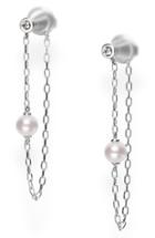 Women's Mikimoto Akoya Pearl & Diamond Chain Hoop Earrings