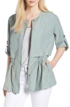 Women's Caslon Peplum Cotton Blend Utility Jacket - Green
