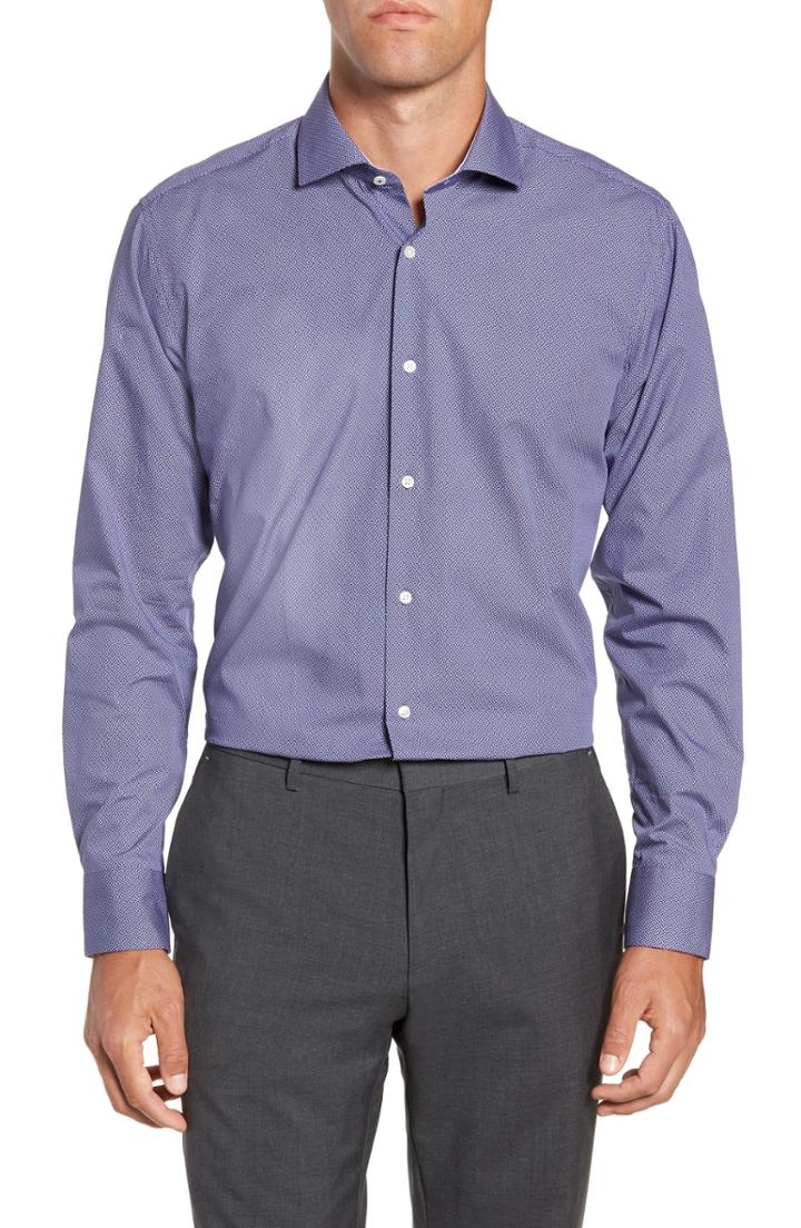 Men's Ted Baker London Strame Slim Fit Geometric Dress Shirt - Purple