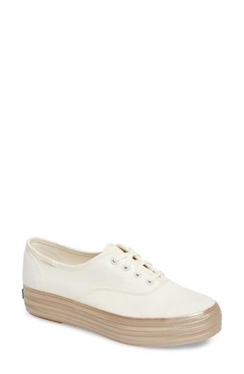 Women's Keds Triple Shimmer Platform Sneaker M - White