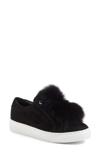 Women's Here / Now Raven Genuine Fox Fur Trim Sneaker